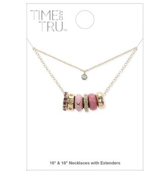 Time and Tru "LOVE" Round Charms 2 Chains Necklace Set New